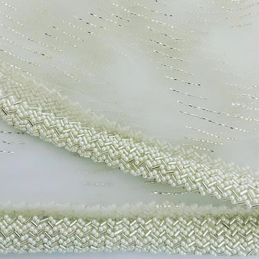 Handmade Premium Net Saree | Off-White | Hand Embroidery | Ships from California